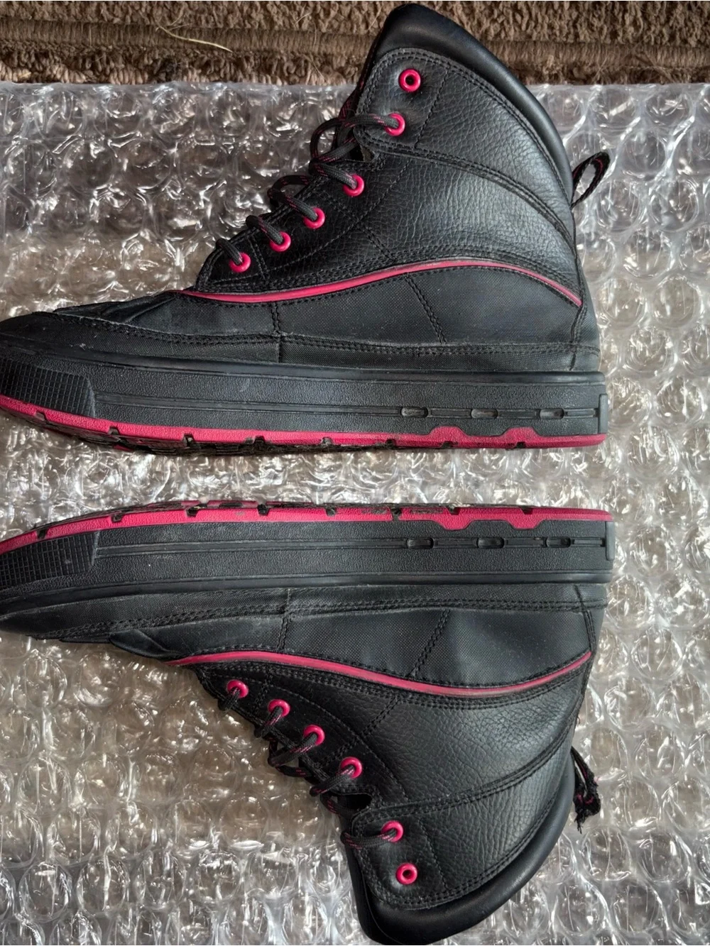 Kids Black and Pink High-Top Sneakers